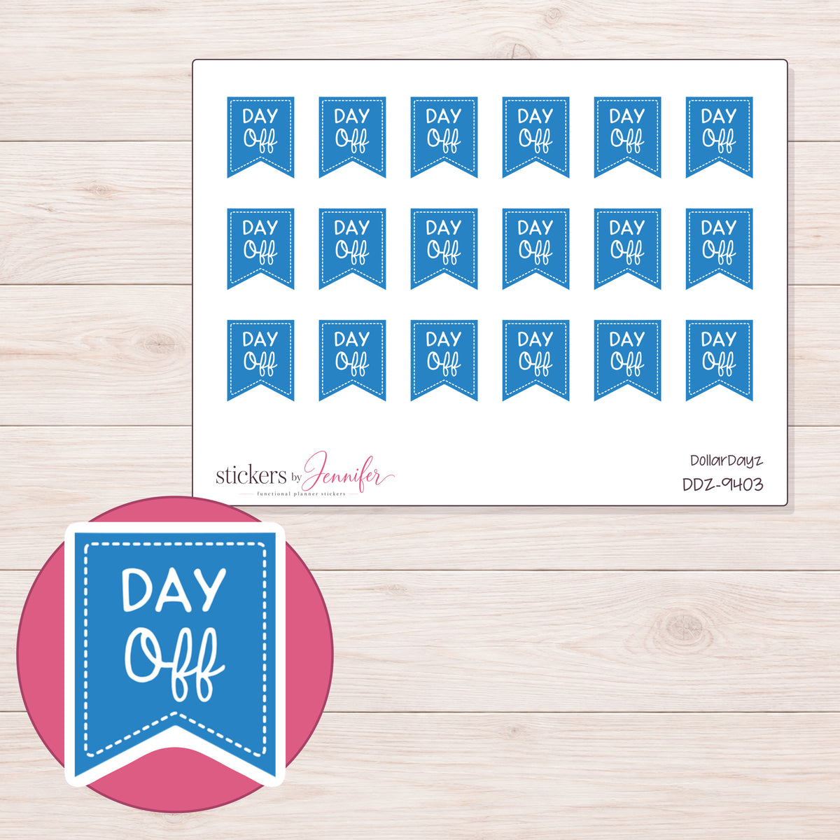DDZ-9403 planner sticker sheet with enlarged sticker detail