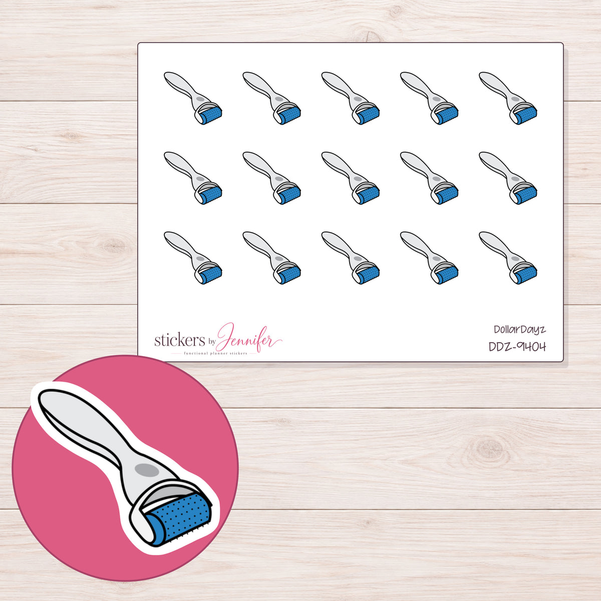 DDZ-9404 planner sticker sheet with enlarged sticker detail