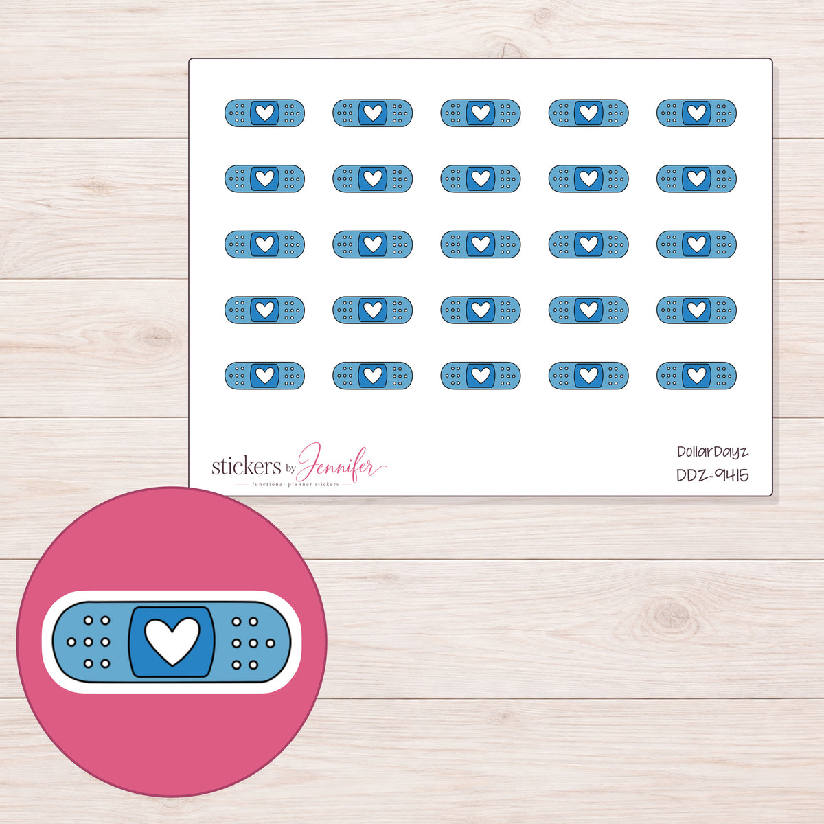 DDZ-9415 planner sticker sheet with enlarged sticker detail