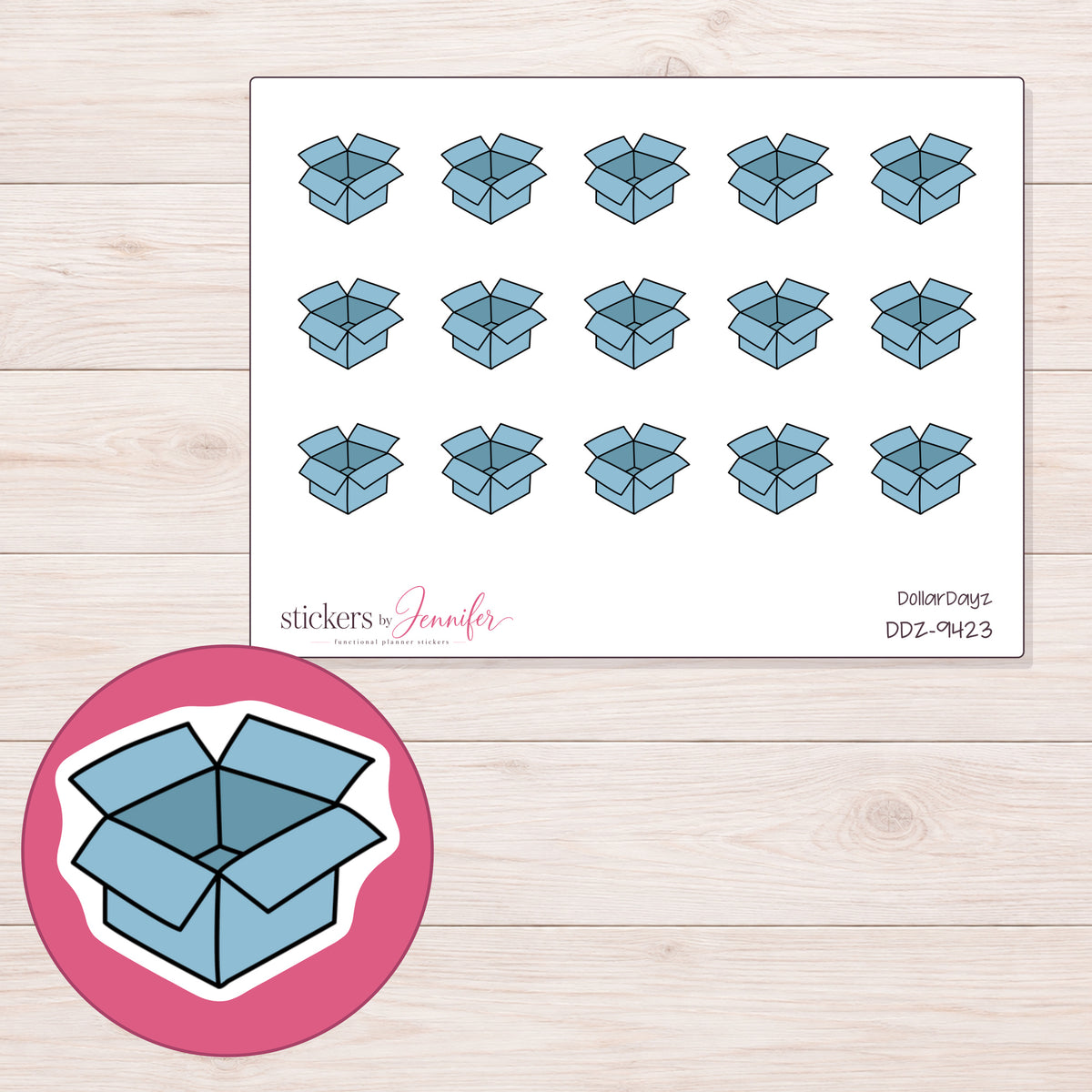 DDZ-9423 planner sticker sheet with enlarged sticker detail