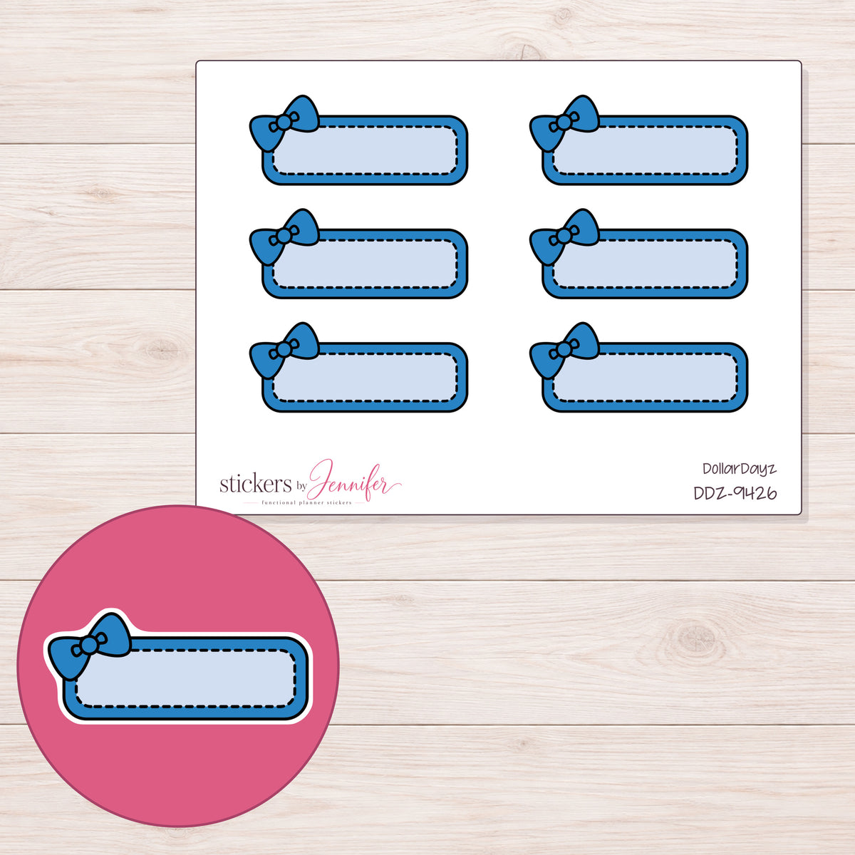 DDZ-9426 planner sticker sheet with enlarged sticker detail