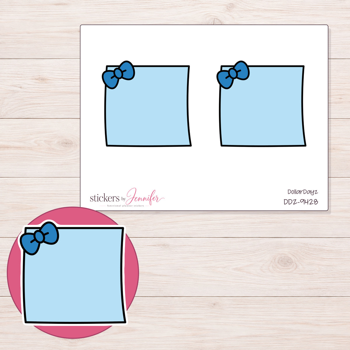 DDZ-9428 planner sticker sheet with enlarged sticker detail