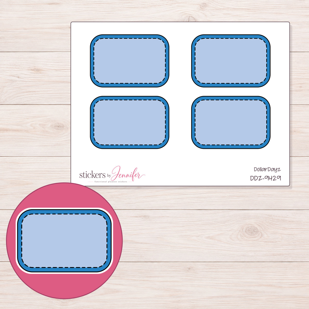 DDZ-9429 planner sticker sheet with enlarged sticker detail