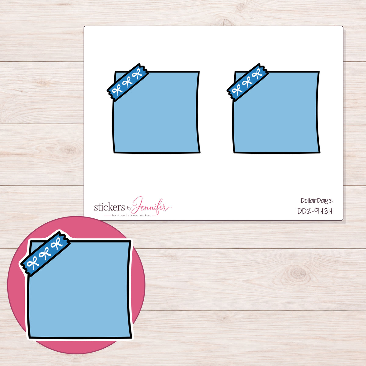 DDZ-9434 planner sticker sheet with enlarged sticker detail