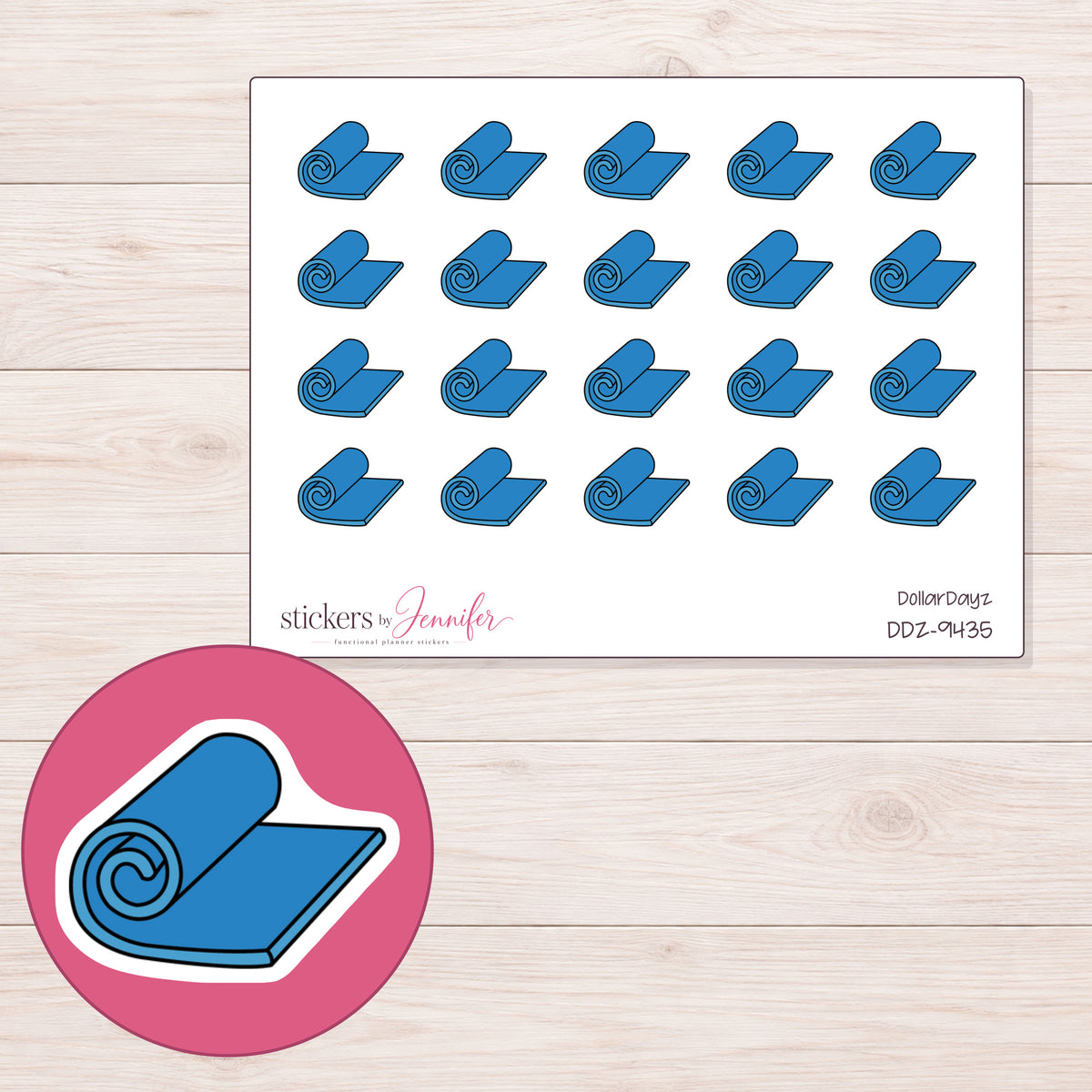 DDZ-9435 planner sticker sheet with enlarged sticker detail