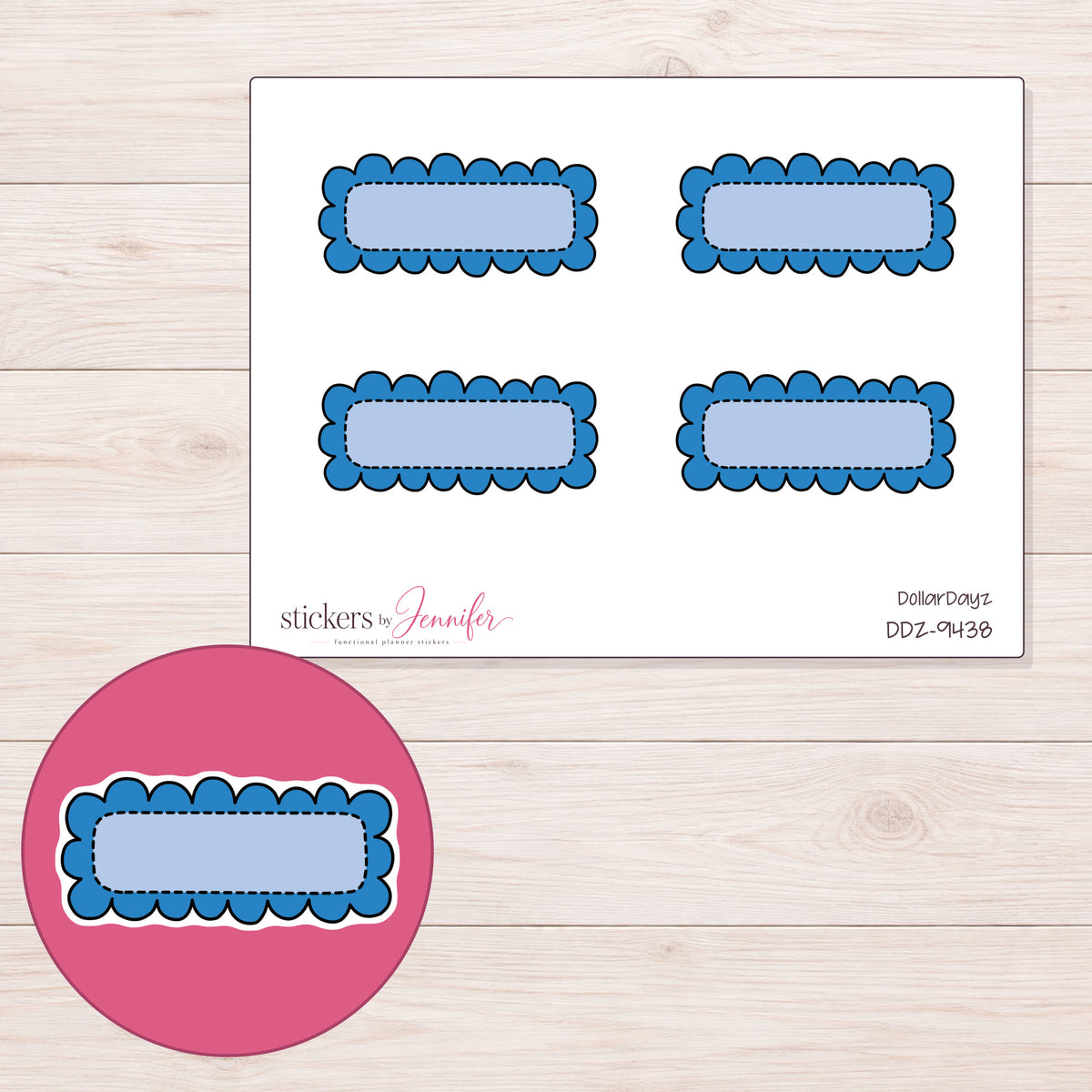 DDZ-9438 planner sticker sheet with enlarged sticker detail