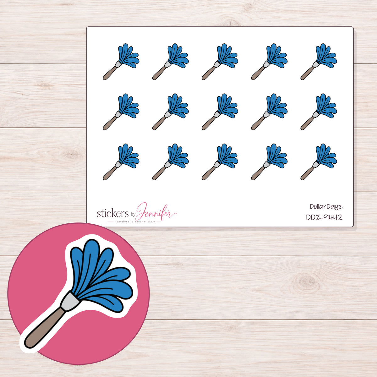 DDZ-9442 planner sticker sheet with enlarged sticker detail