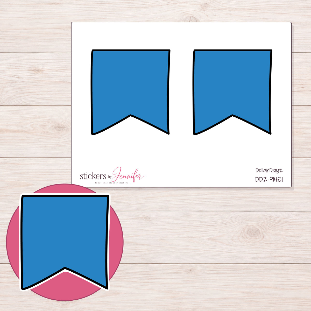DDZ-9451 planner sticker sheet with enlarged sticker detail