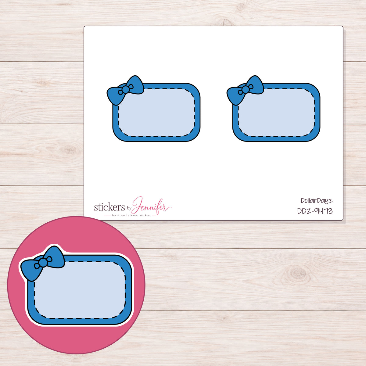 DDZ-9473 planner sticker sheet with enlarged sticker detail