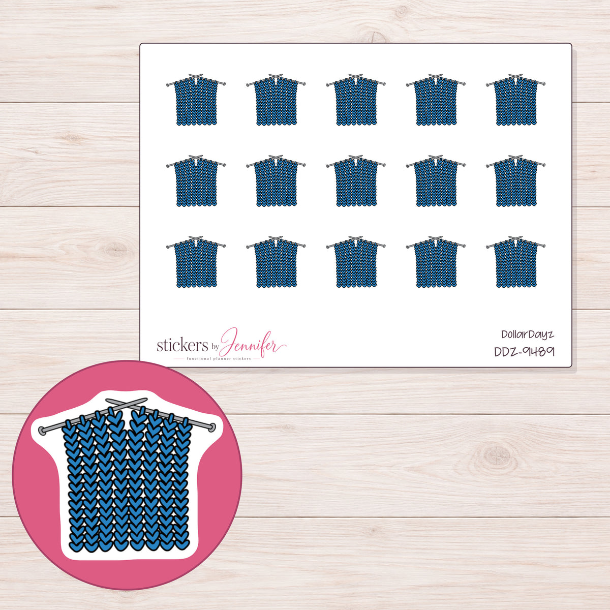 DDZ-9489 planner sticker sheet with enlarged sticker detail