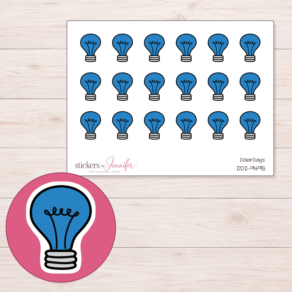 DDZ-9495 planner sticker sheet with enlarged sticker detail