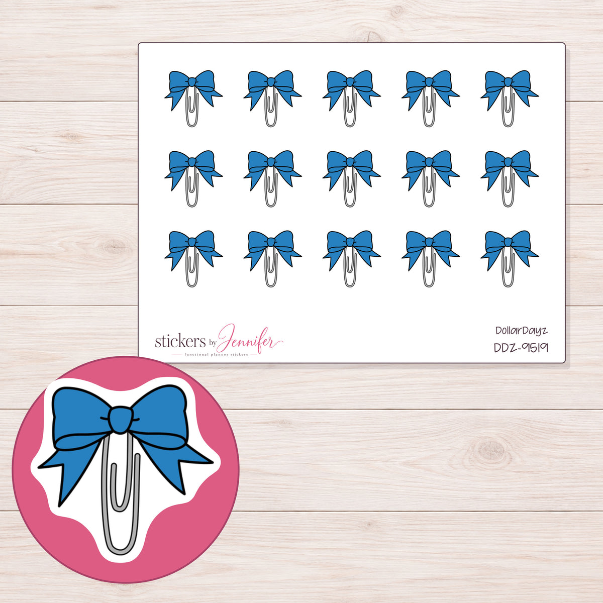 DDZ-9519 planner sticker sheet with enlarged sticker detail