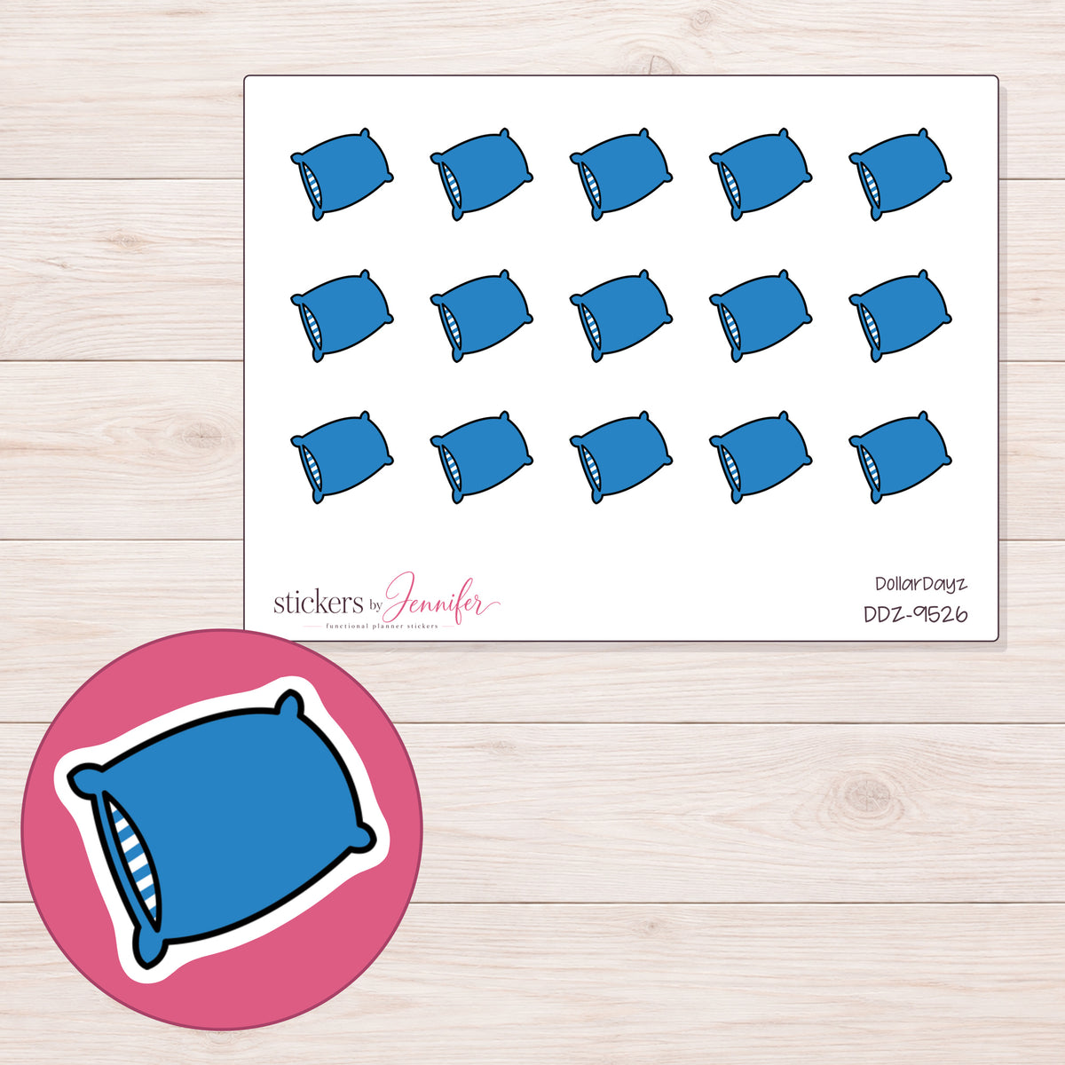 DDZ-9526 planner sticker sheet with enlarged sticker detail