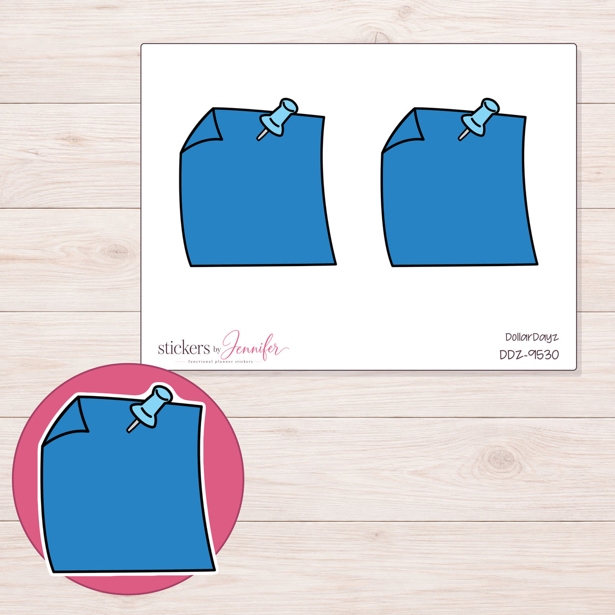 DDZ-9530 planner sticker sheet with enlarged sticker detail