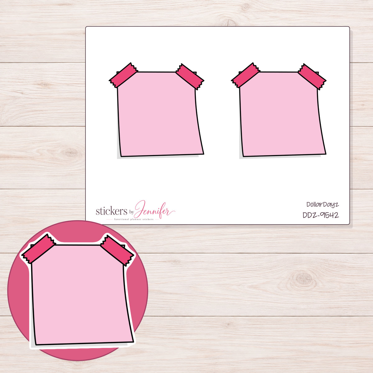 DDZ-9542 planner sticker sheet with enlarged sticker detail