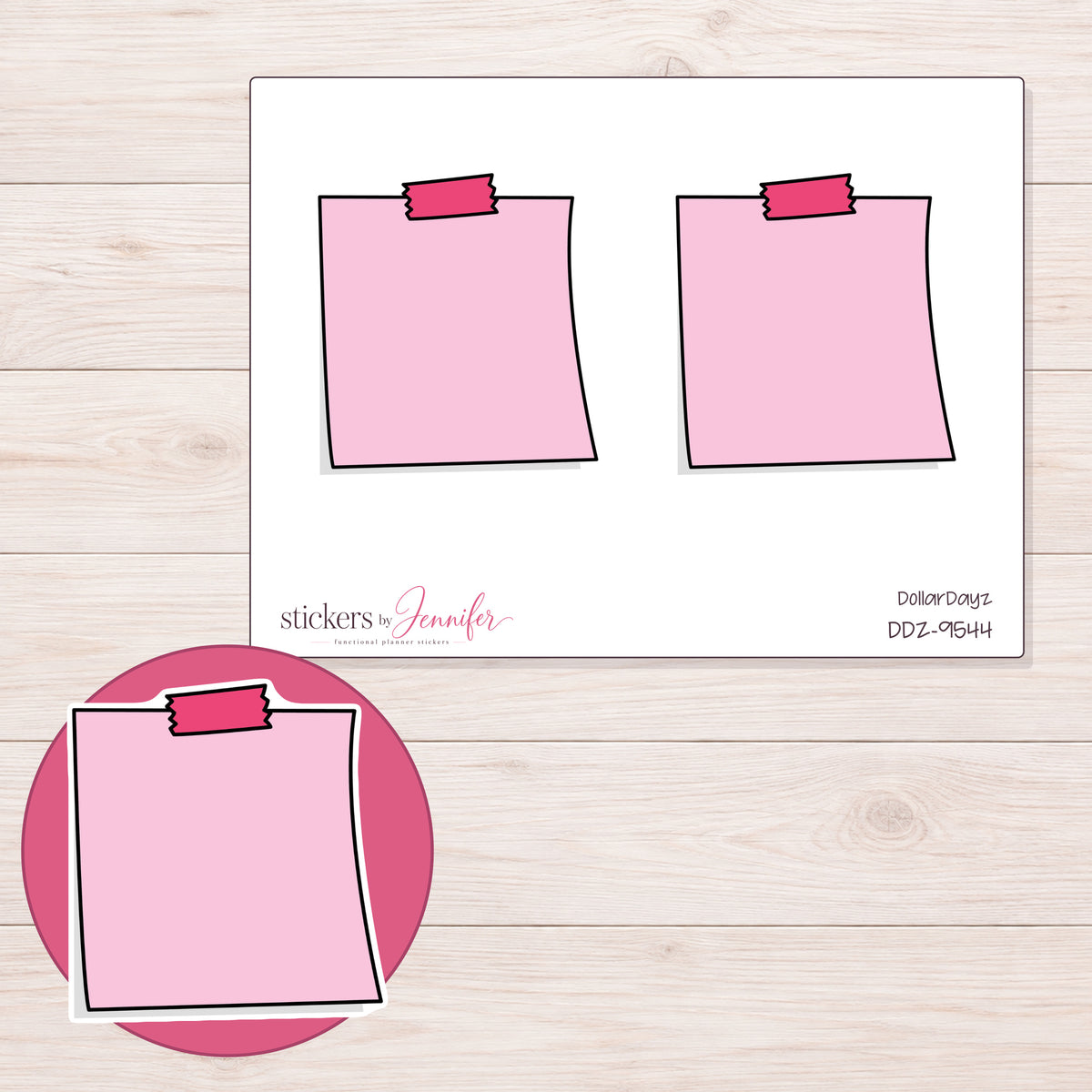 DDZ-9544 planner sticker sheet with enlarged sticker detail