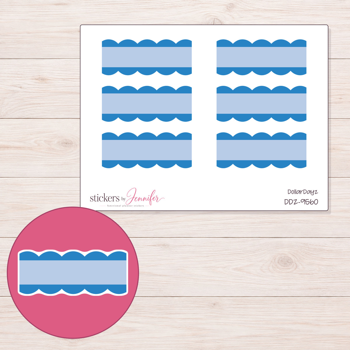 DDZ-9560 planner sticker sheet with enlarged sticker detail