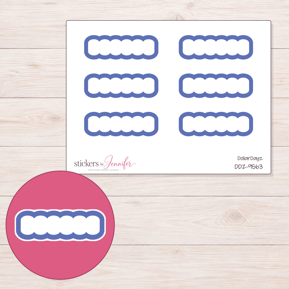 DDZ-9563 planner sticker sheet with enlarged sticker detail