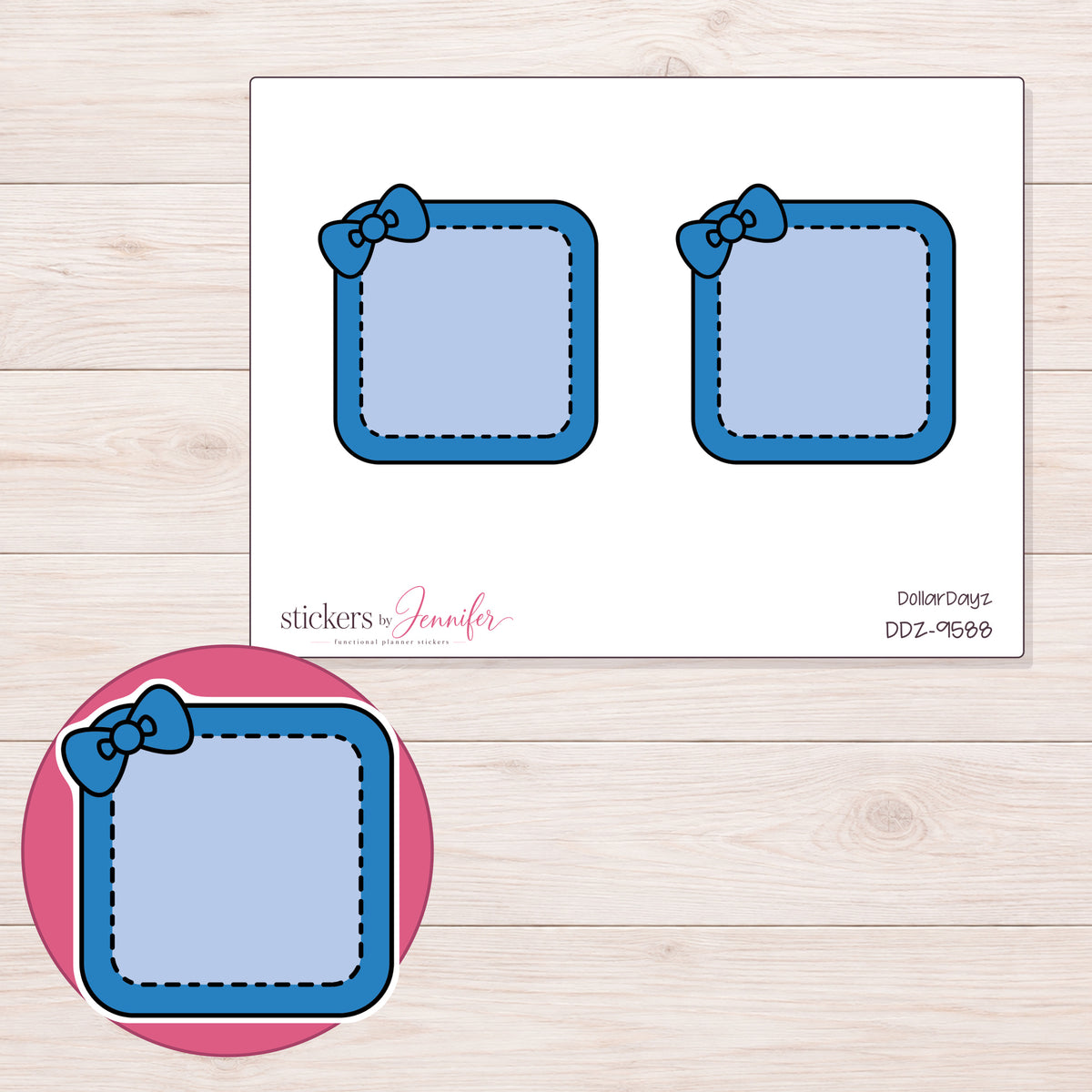 DDZ-9588 planner sticker sheet with enlarged sticker detail