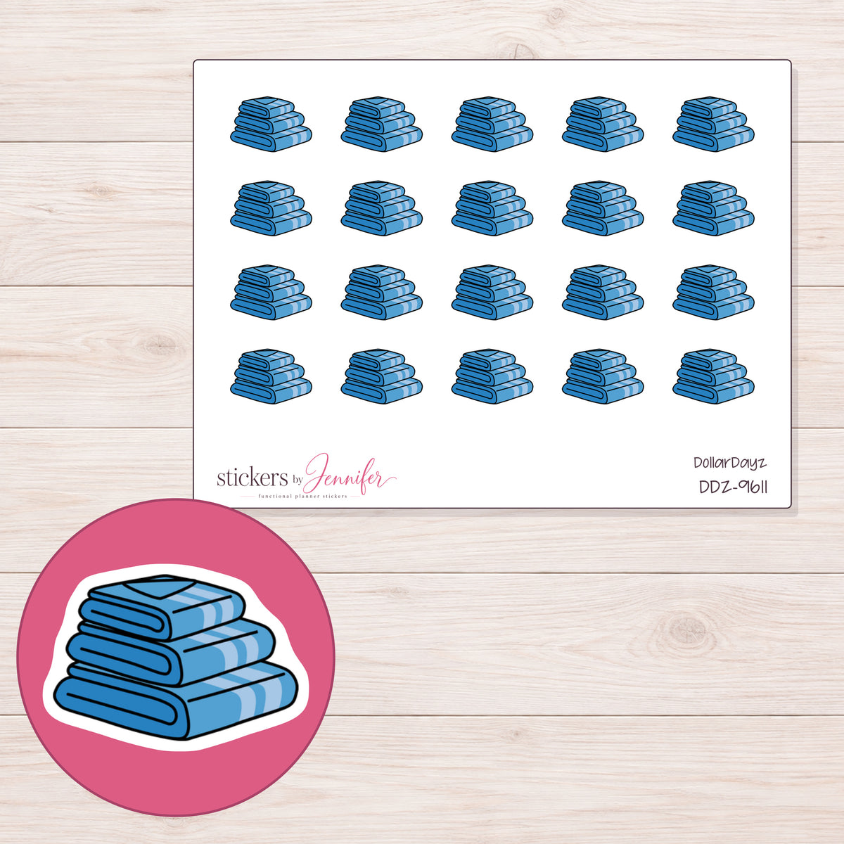 DDZ-9611 planner sticker sheet with enlarged sticker detail