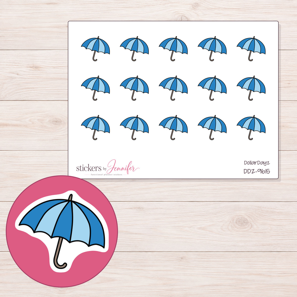 DDZ-9615 planner sticker sheet with enlarged sticker detail