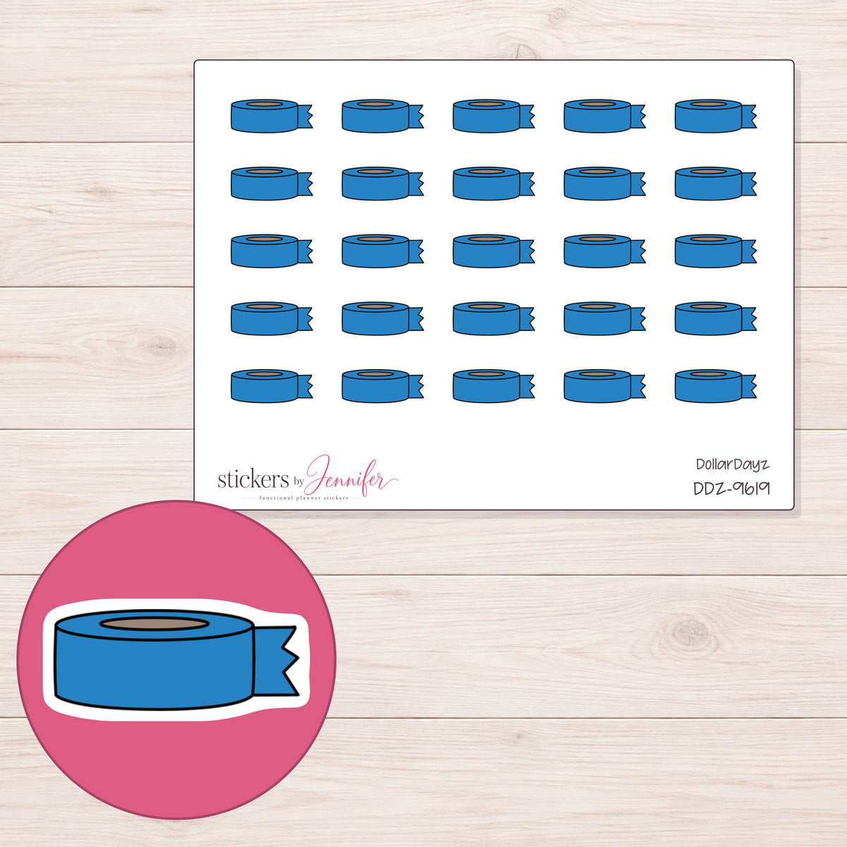 DDZ-9619 planner sticker sheet with enlarged sticker detail