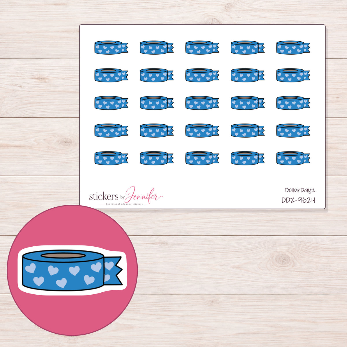 DDZ-9624 planner sticker sheet with enlarged sticker detail