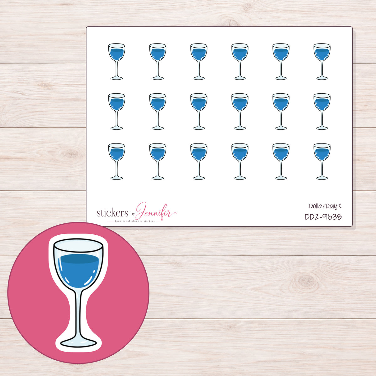 DDZ-9638 planner sticker sheet with enlarged sticker detail