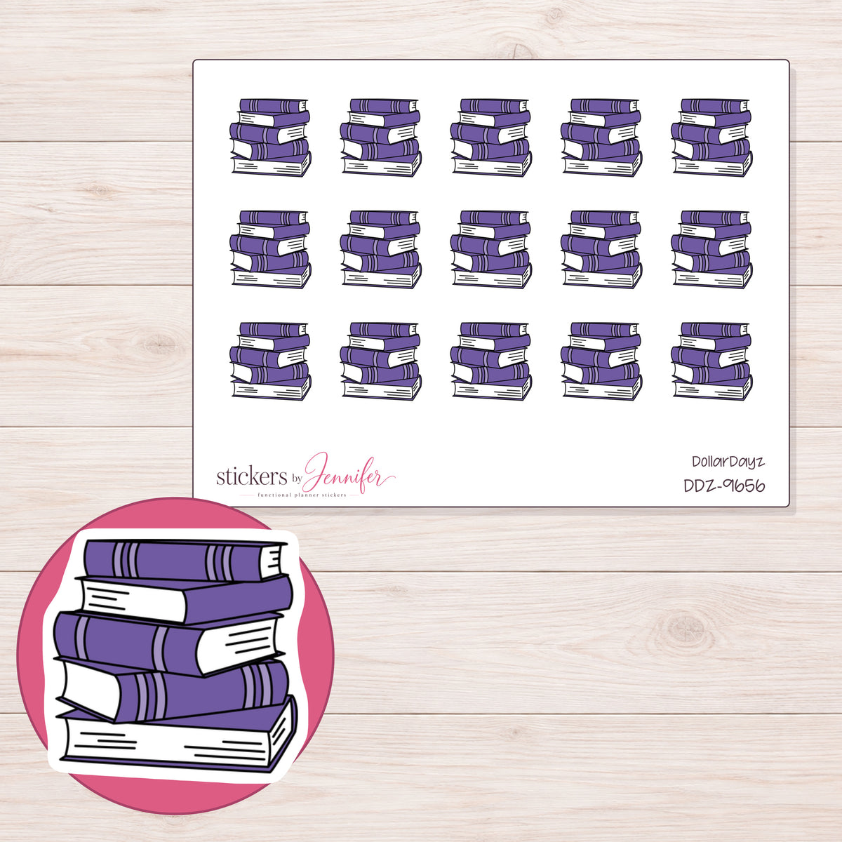 DDZ-9656 planner sticker sheet with enlarged sticker detail