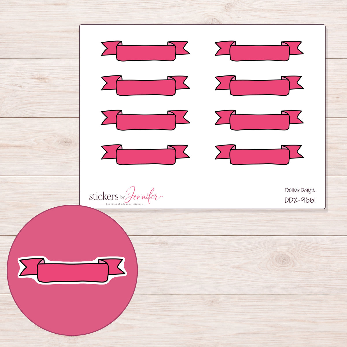 DDZ-9661 planner sticker sheet with enlarged sticker detail