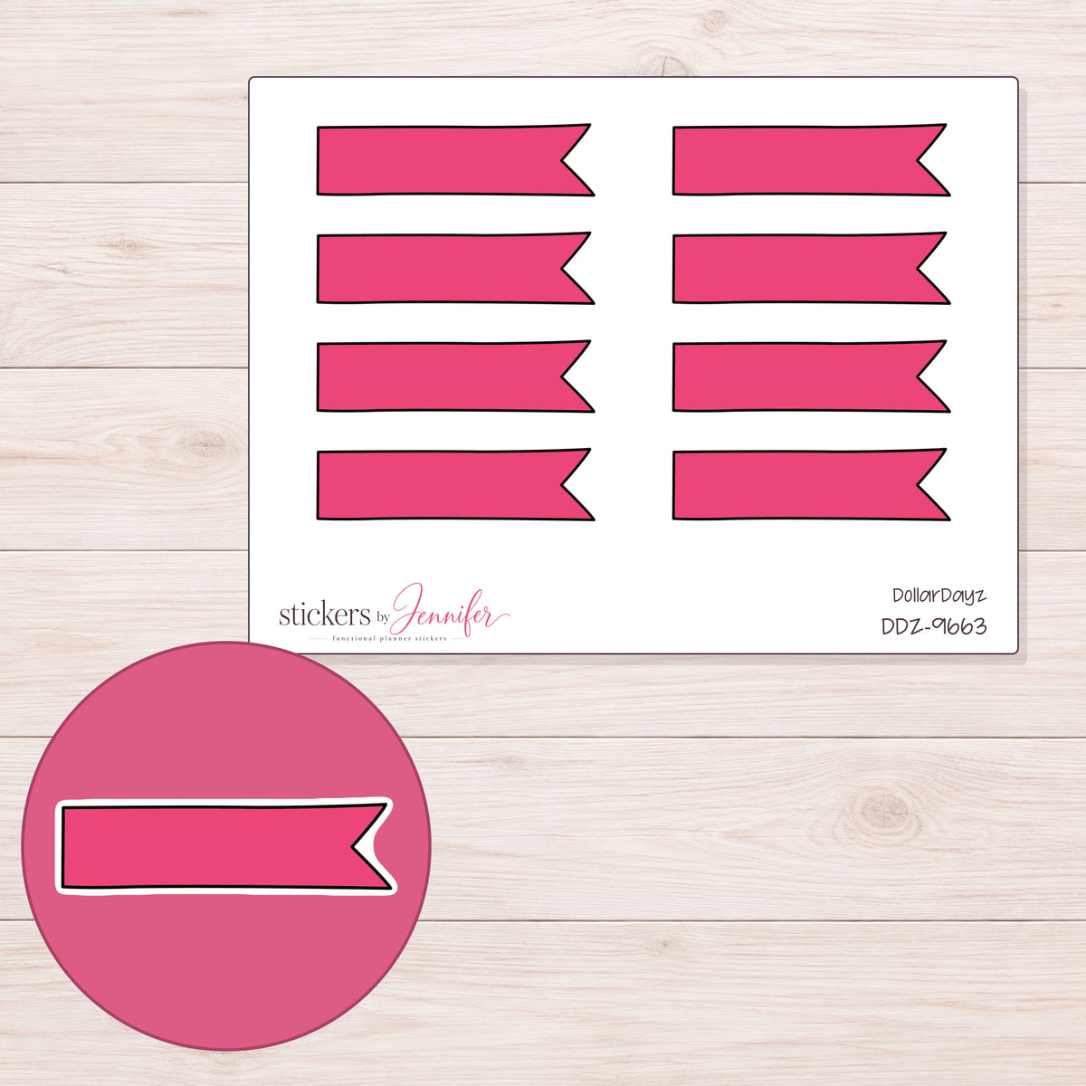 DDZ-9663 planner sticker sheet with enlarged sticker detail