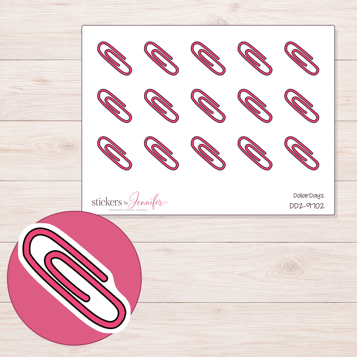 DDZ-9702 planner sticker sheet with enlarged sticker detail