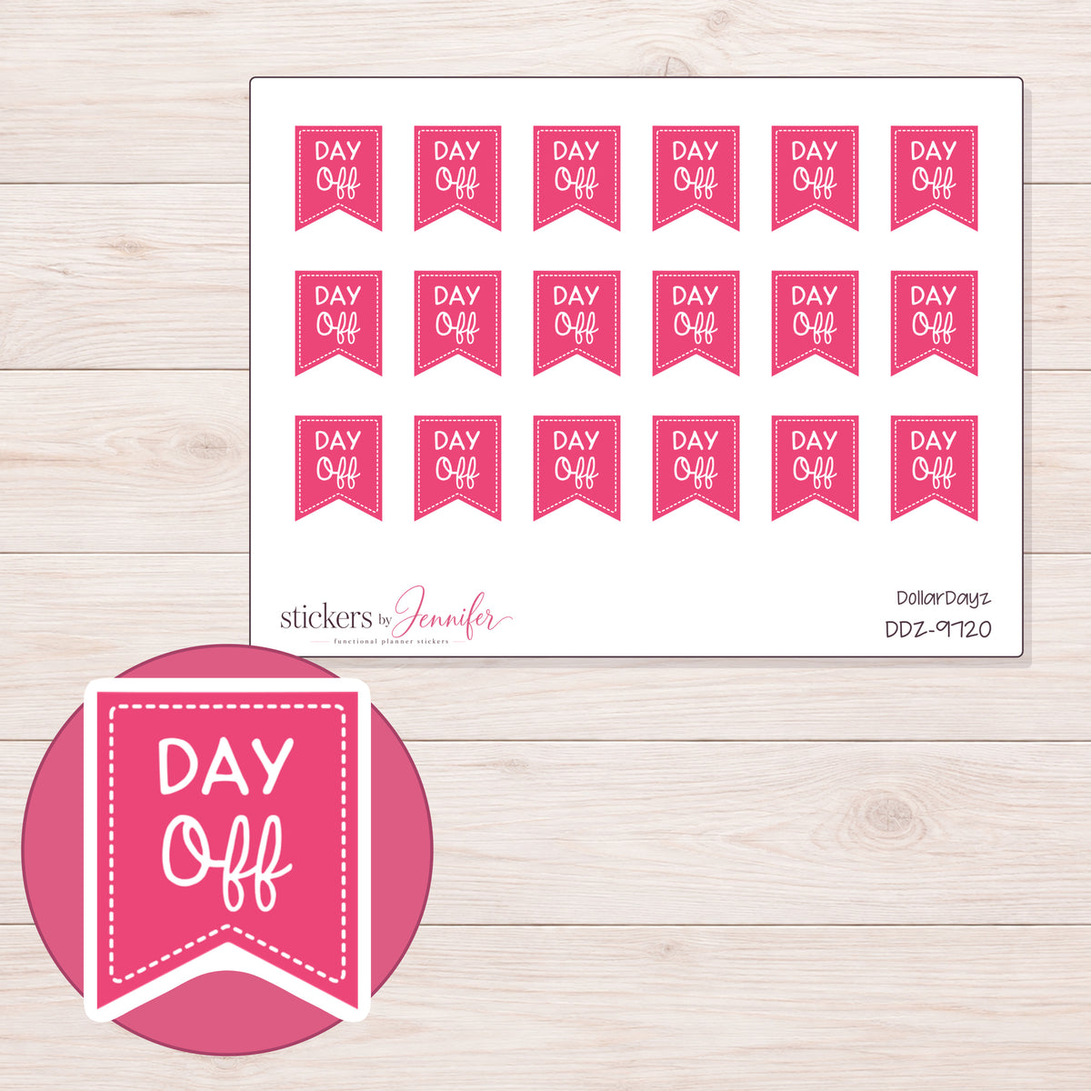DDZ-9720 planner sticker sheet with enlarged sticker detail