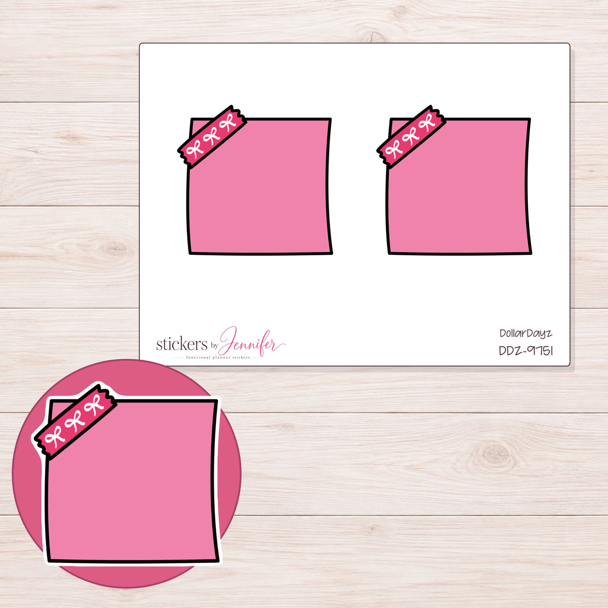 DDZ-9751 planner sticker sheet with enlarged sticker detail