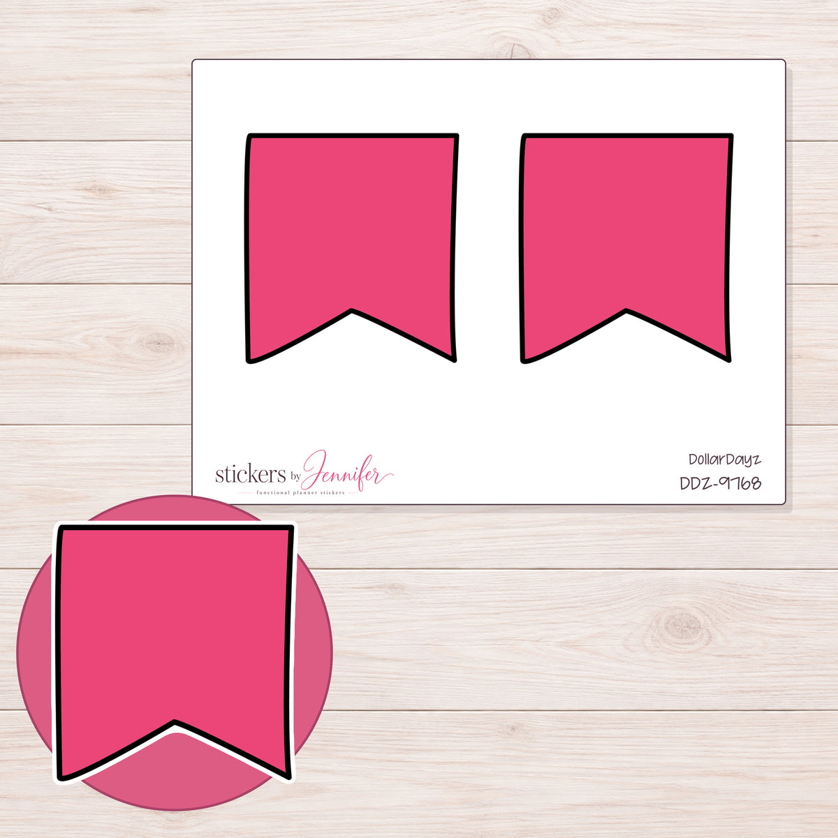 DDZ-9768 planner sticker sheet with enlarged sticker detail