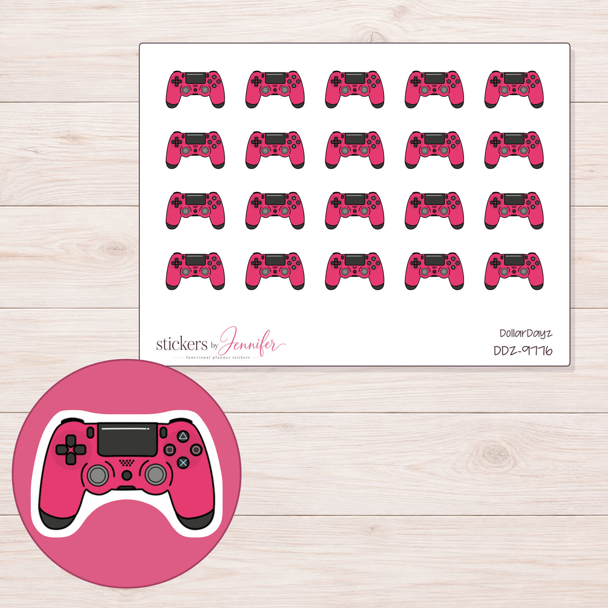 DDZ-9776 planner sticker sheet with enlarged sticker detail