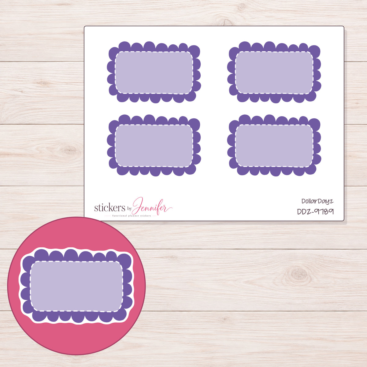 DDZ-9789 planner sticker sheet with enlarged sticker detail
