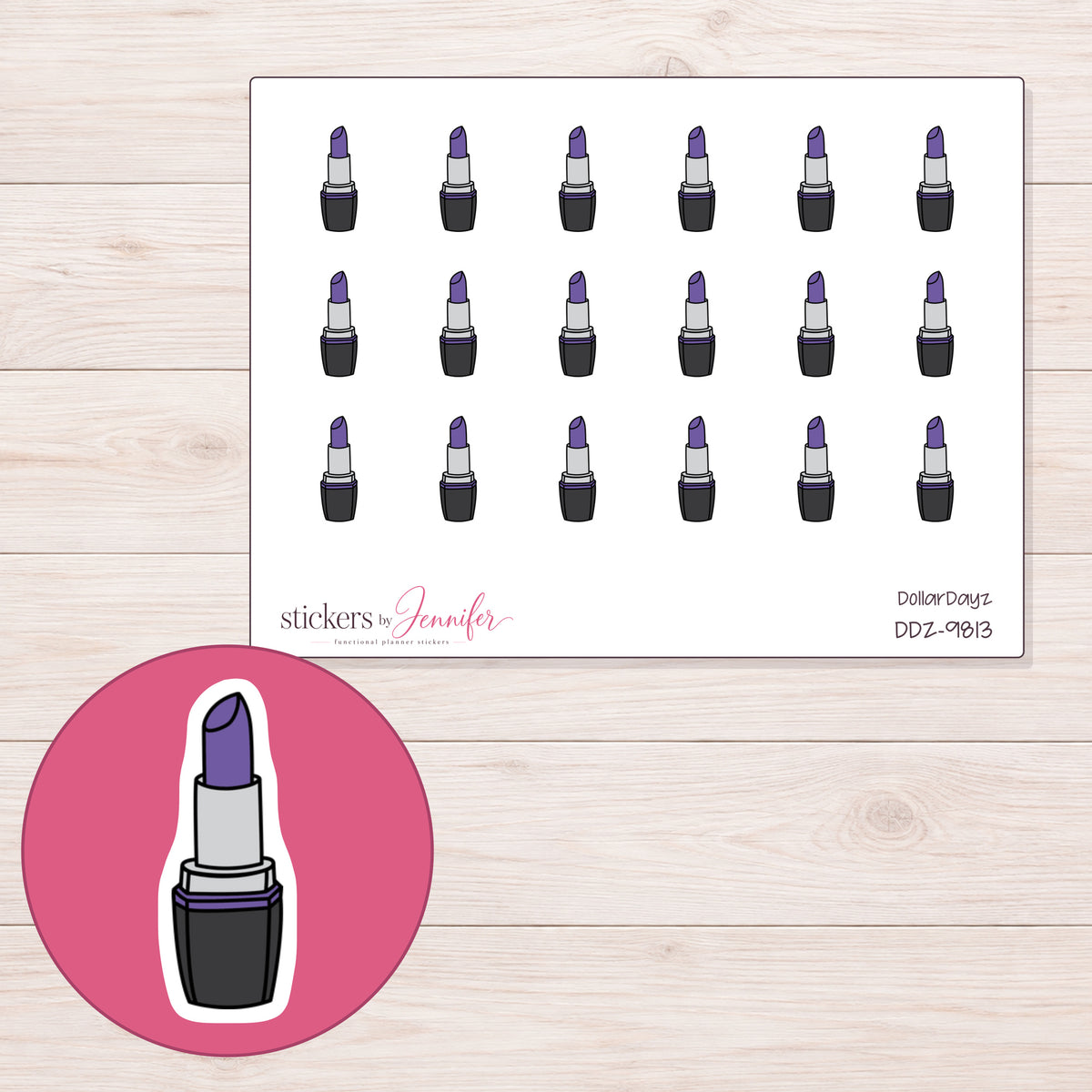 DDZ-9813 planner sticker sheet with enlarged sticker detail