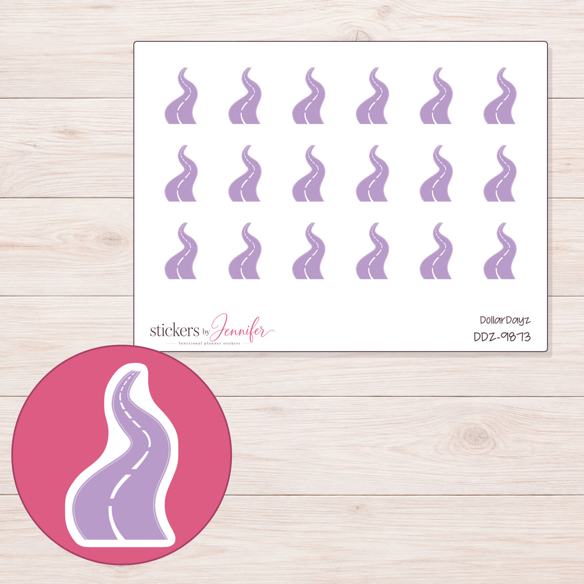 DDZ-9873 planner sticker sheet with enlarged sticker detail