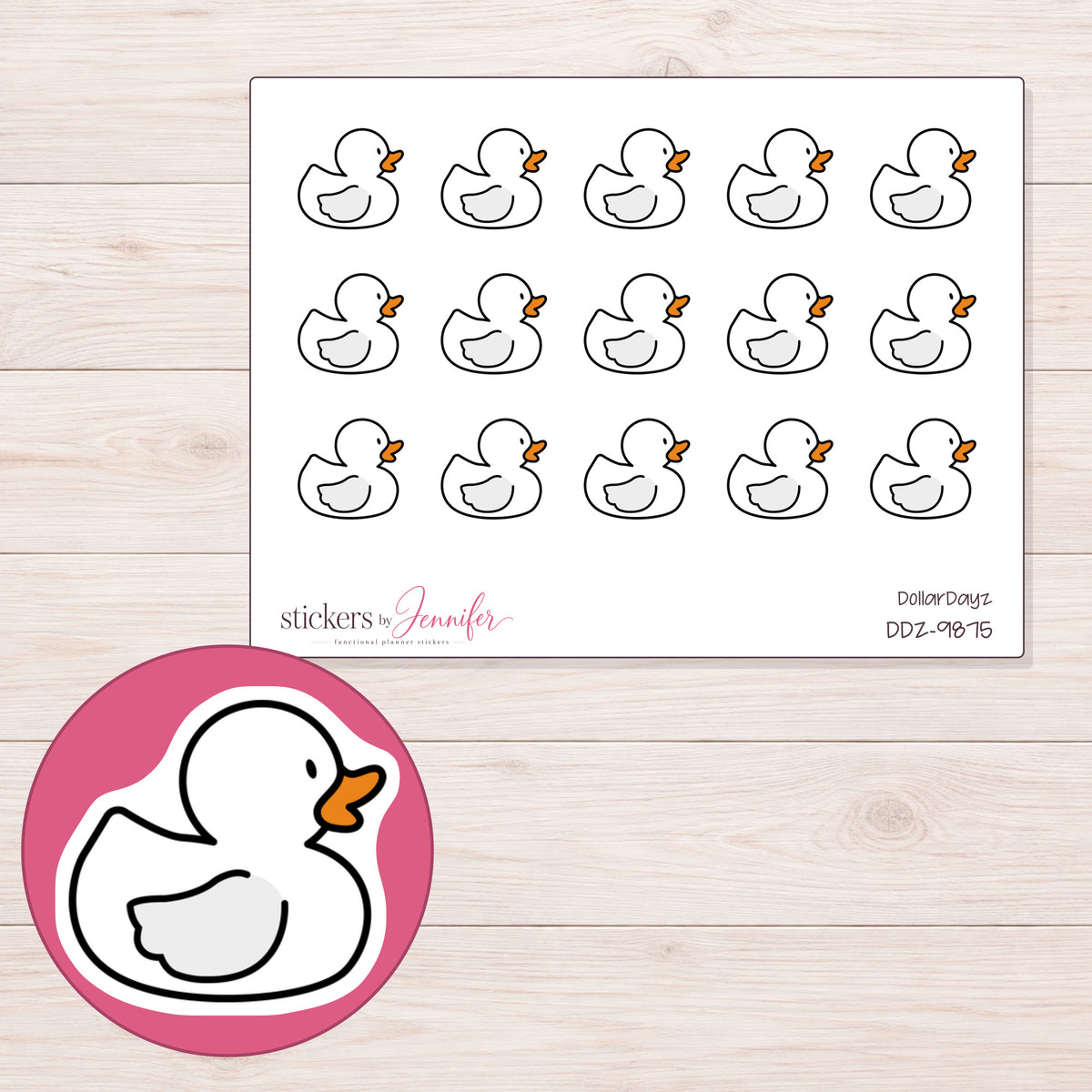 DDZ-9875 planner sticker sheet with enlarged sticker detail