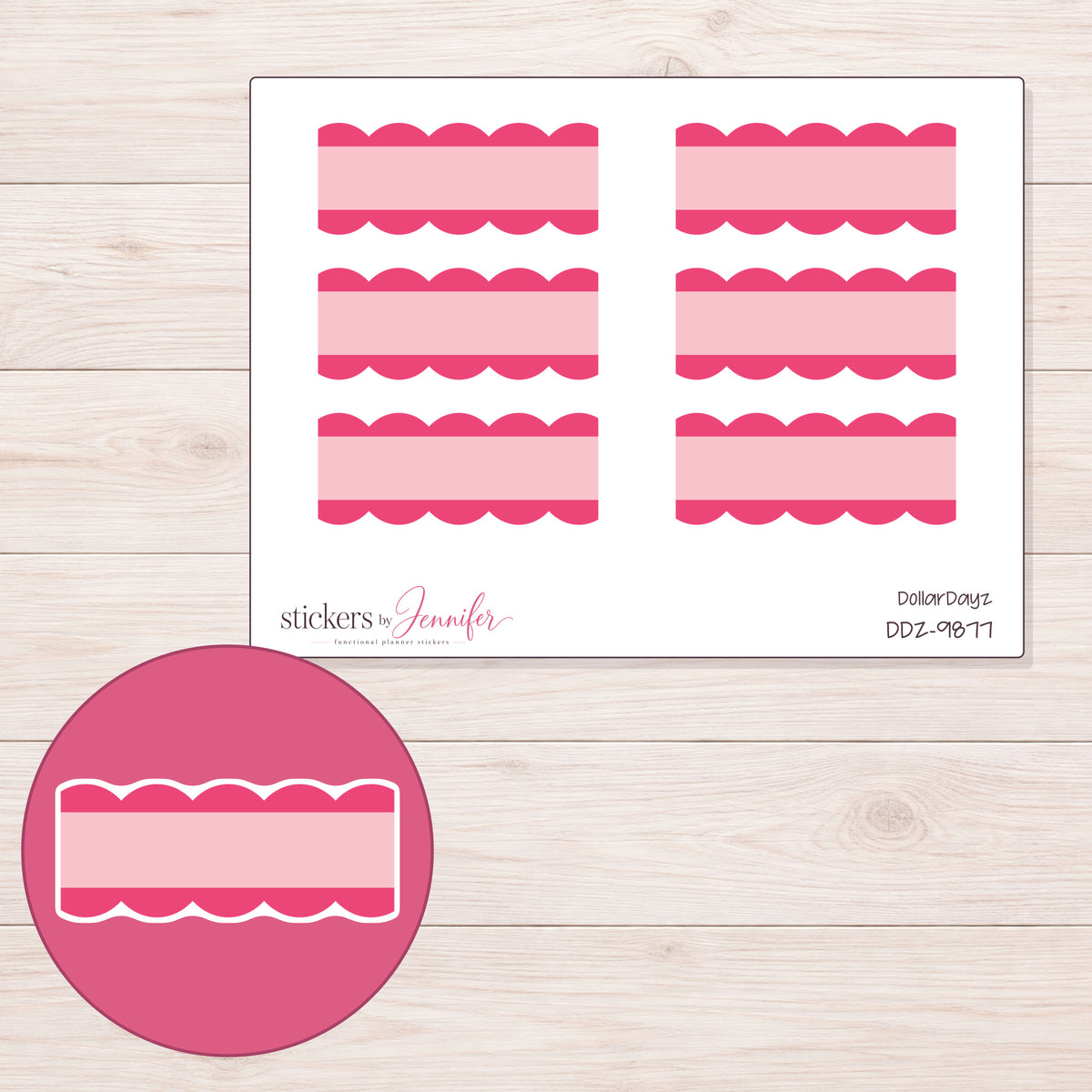 DDZ-9877 planner sticker sheet with enlarged sticker detail
