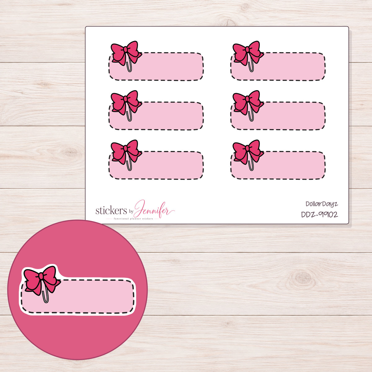 DDZ-9902 planner sticker sheet with enlarged sticker detail