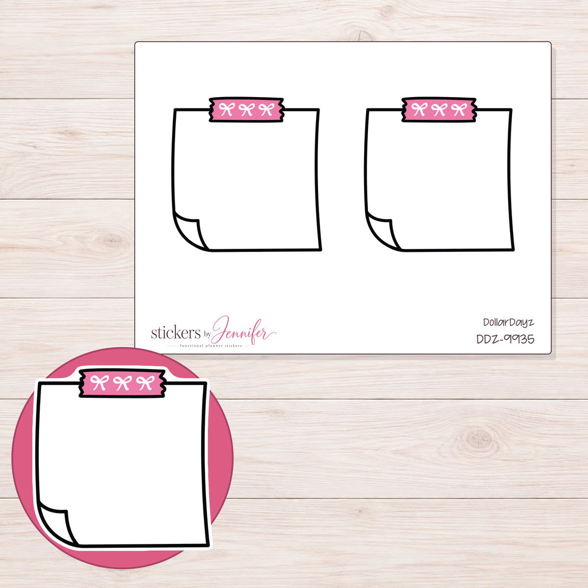 DDZ-9935 planner sticker sheet with enlarged sticker detail