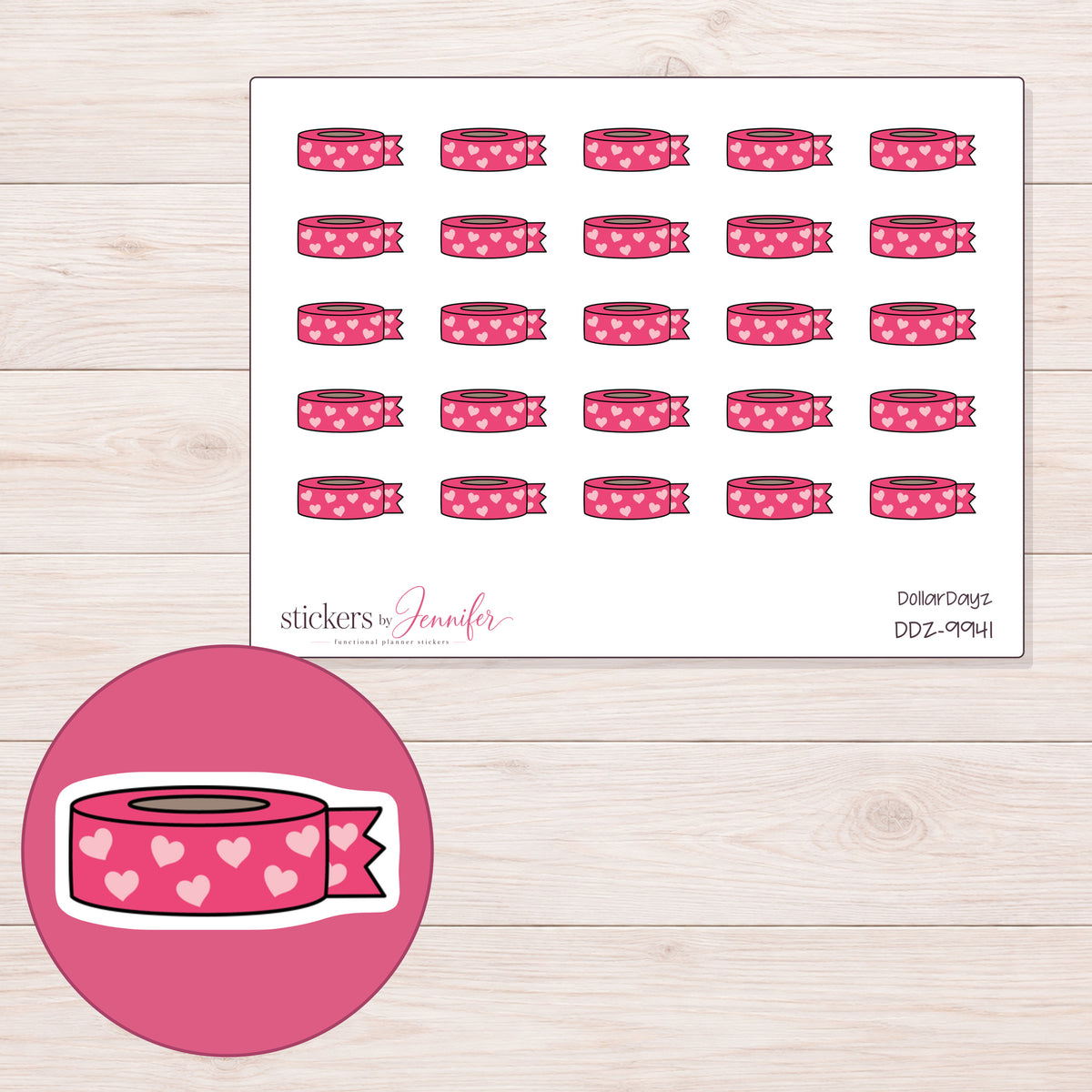 DDZ-9941 planner sticker sheet with enlarged sticker detail