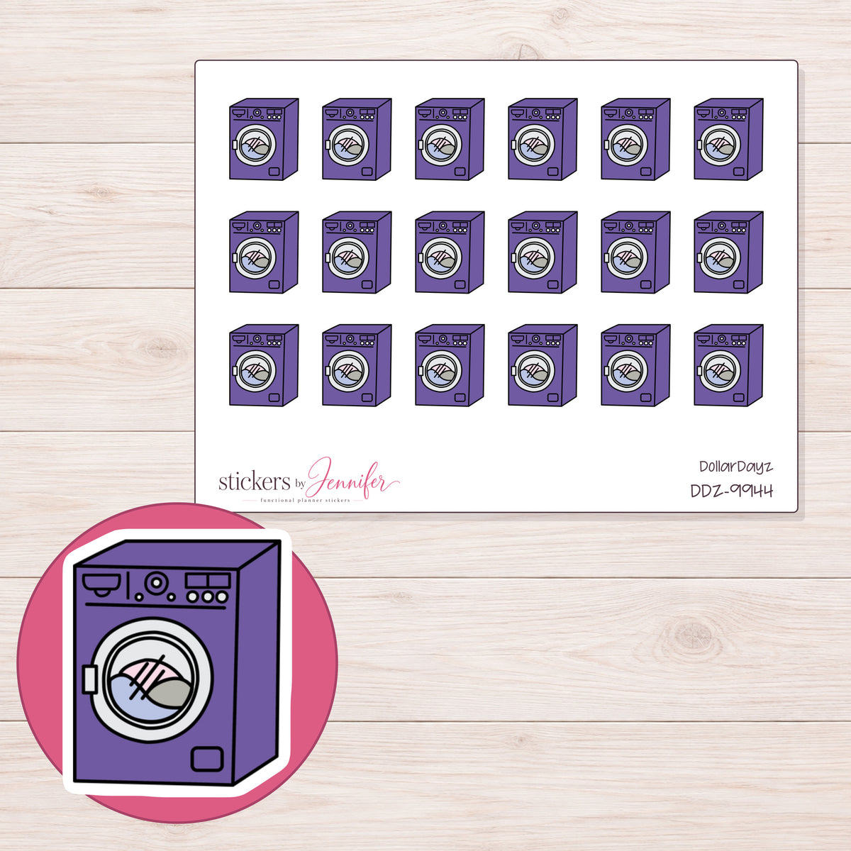 DDZ-9944 planner sticker sheet with enlarged sticker detail
