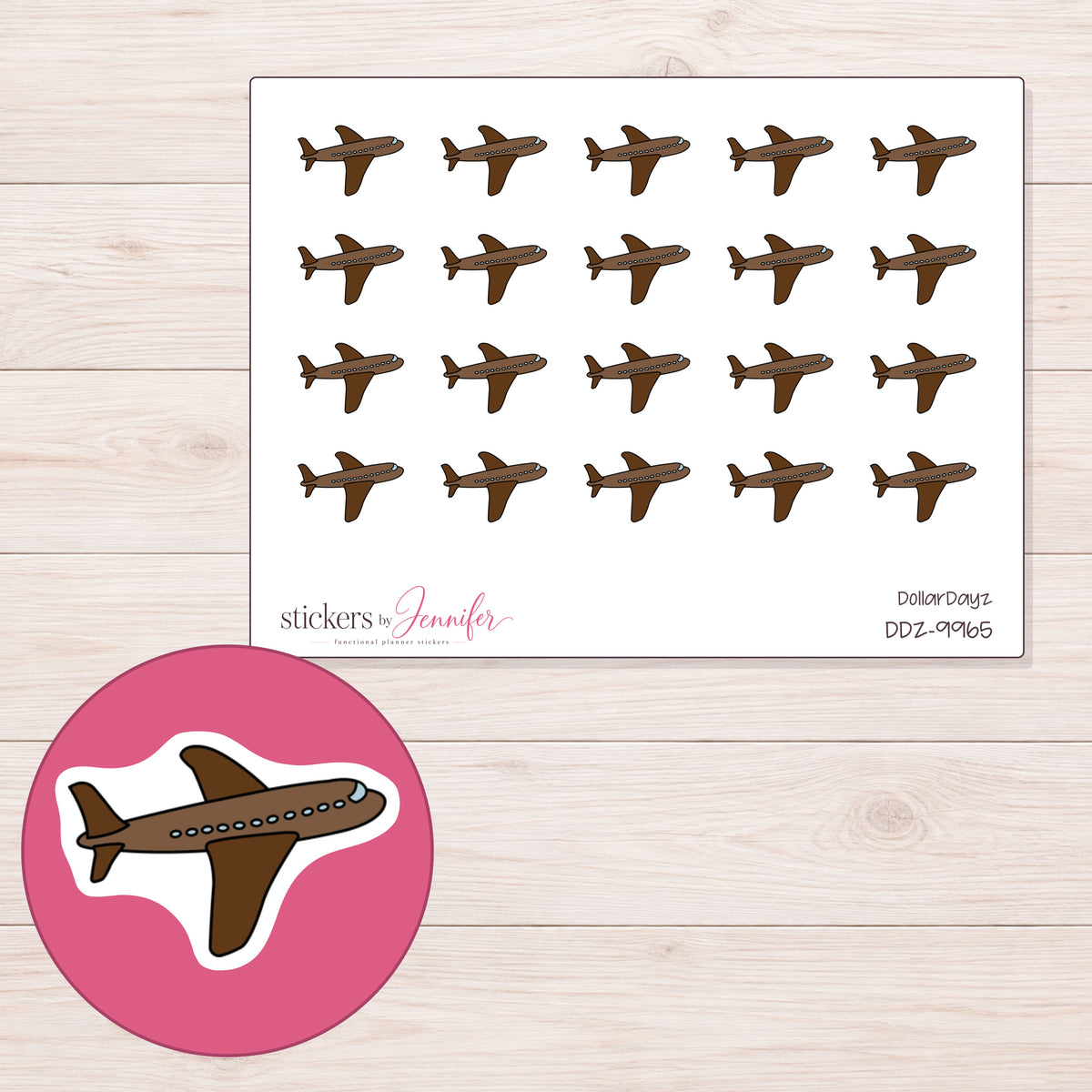 DDZ-9965 planner sticker sheet with enlarged sticker detail