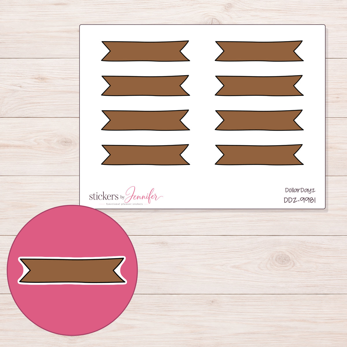 DDZ-9981 planner sticker sheet with enlarged sticker detail