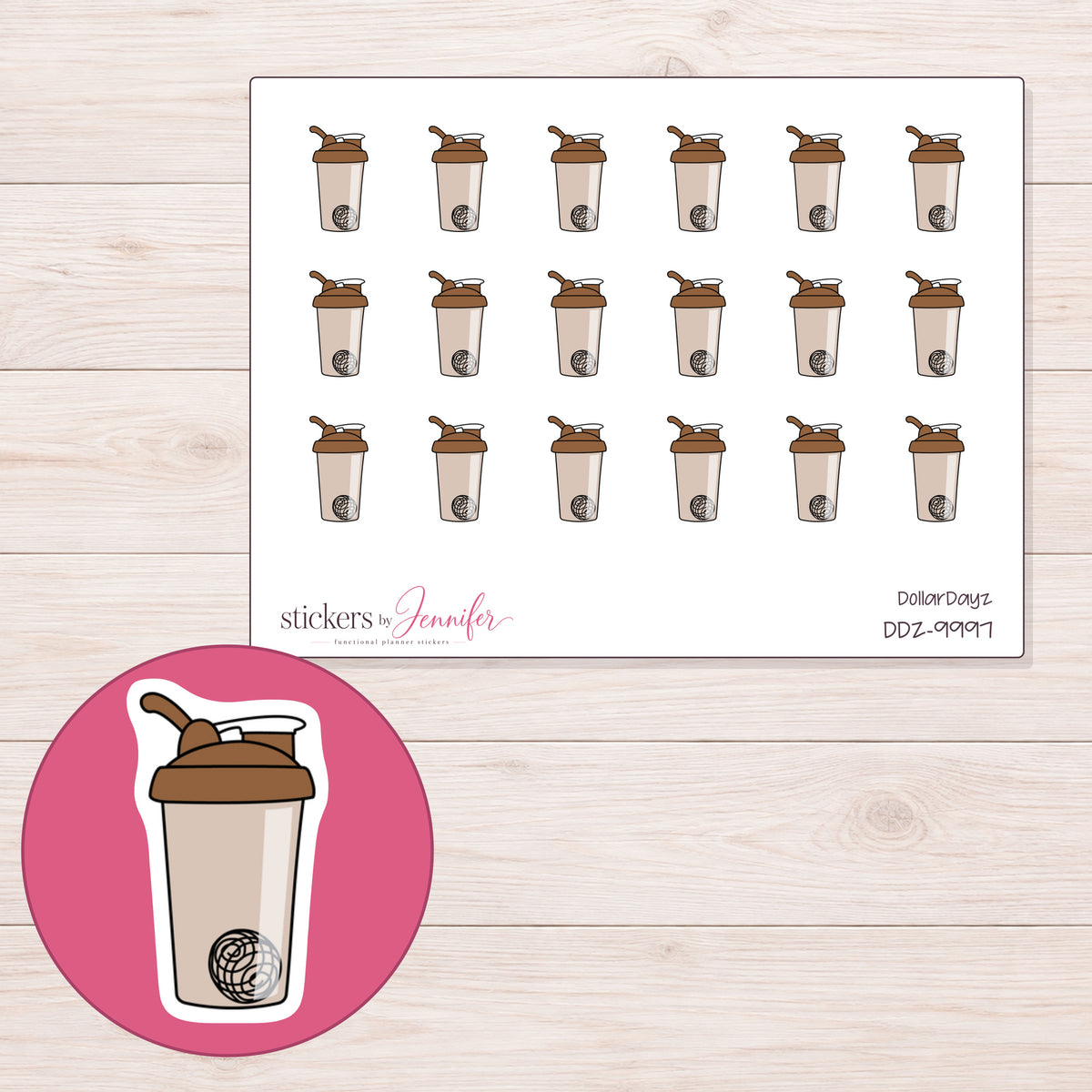 DDZ-9997 planner sticker sheet with enlarged sticker detail