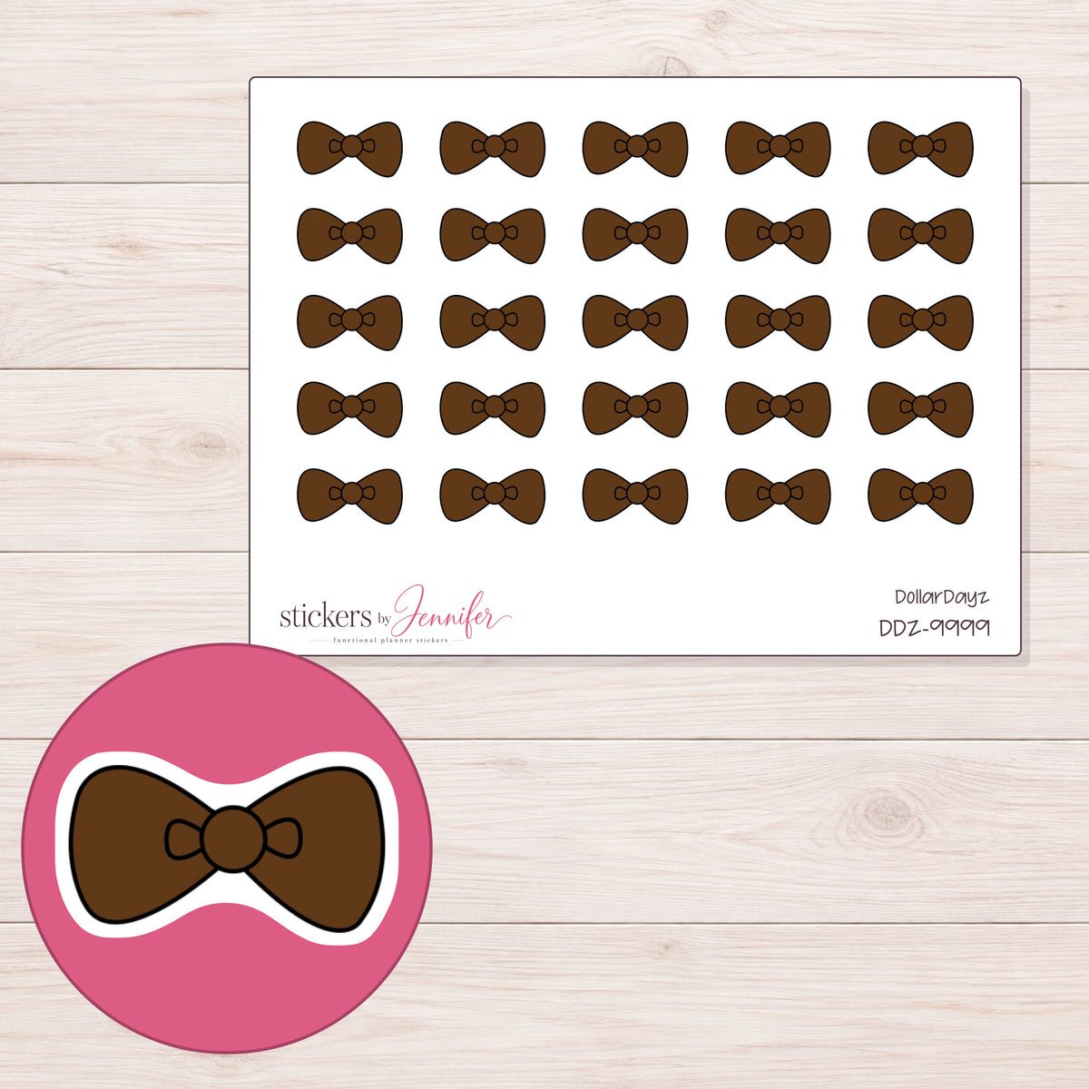 DDZ-9999 planner sticker sheet with enlarged sticker detail