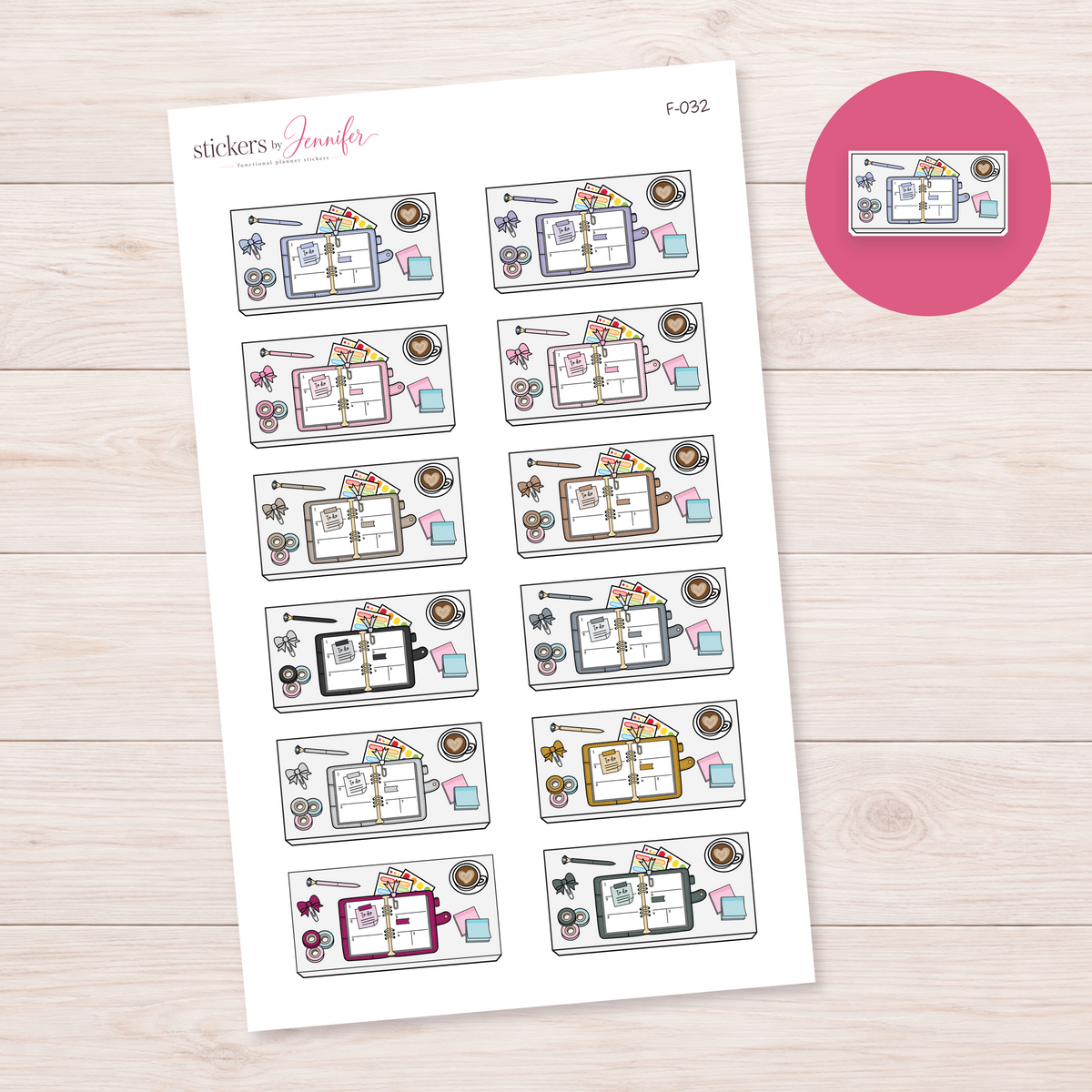 Planner Desk — Muted Color Mix Planner Stickers | F-032